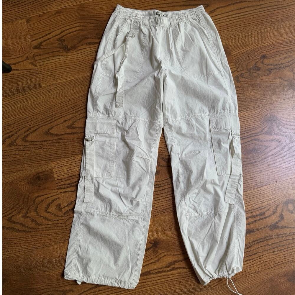 Haute Mondo White Y2K Parachute Drawstring Leg Loose Streetwear Utility Pants